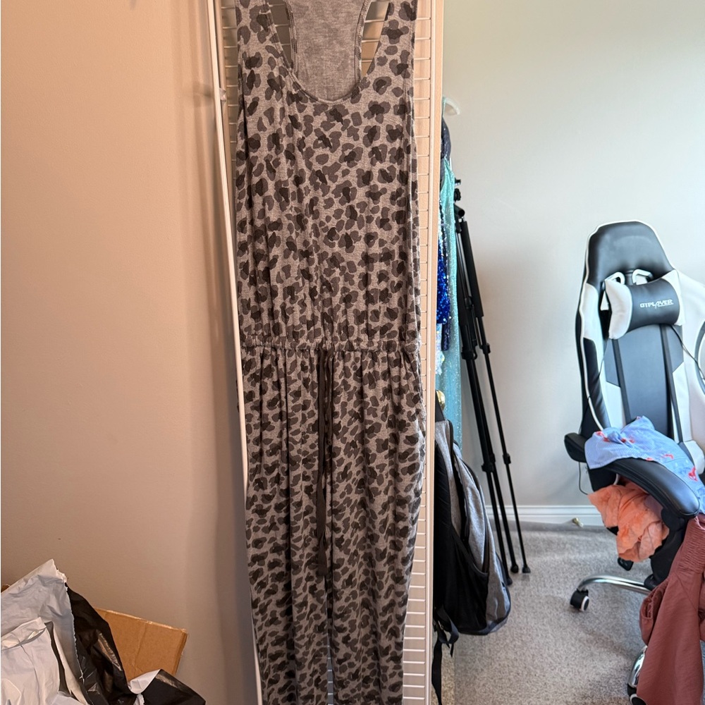 Aerie Gray leopard jumpsuit
